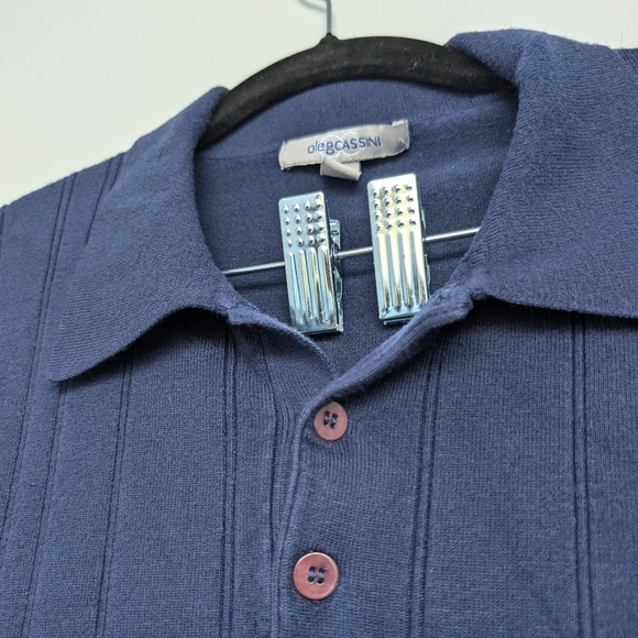 Oleg Cassini Silk Blend Navy Pullover Sweater  Collar Sz M - Picture 3 of 15